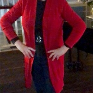 Covington XL Red Long Open Front Cardigan